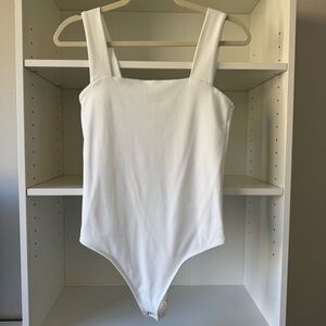 Abercrombie and Fitch Soft A&F Collection White Square Neck Bodysuit